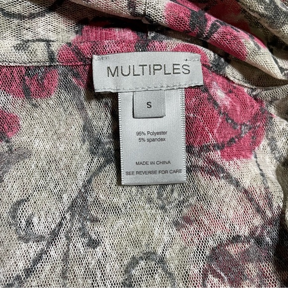 #0231 MULTIPLES Floral Sheer Kimono Cardigan w/ Leopard Layered Flare Sleeves-S - Picture 9 of 9